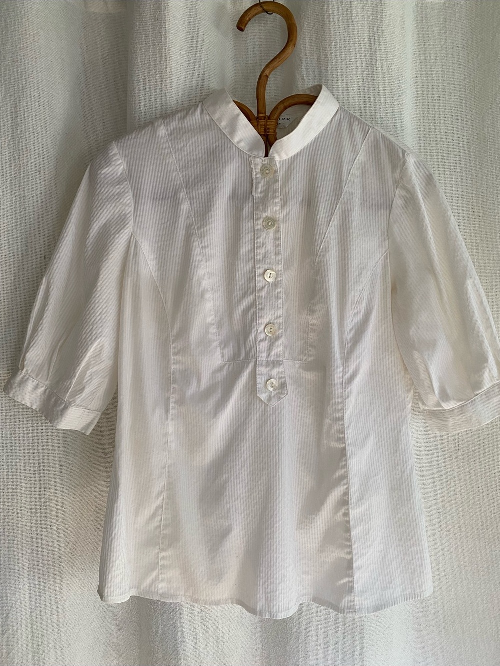 Trina Turk White Mandarin Collar Blouse Size Medium